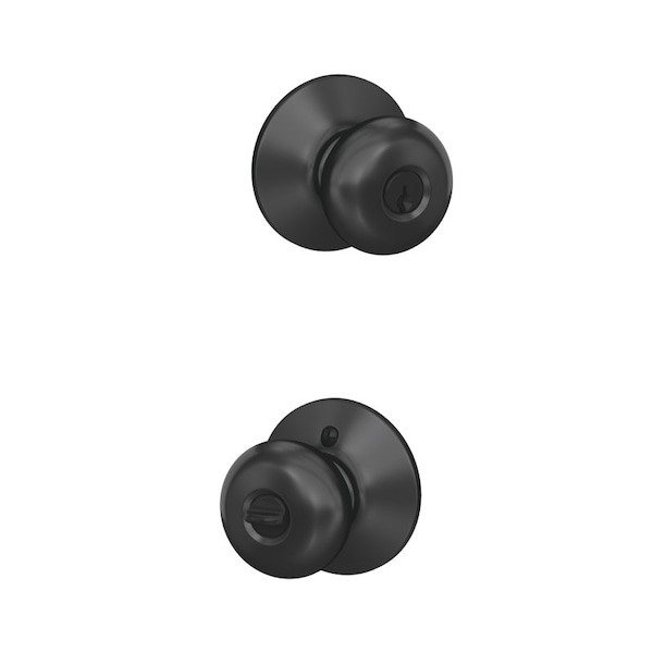 Schlage F-Series Plymouth Matte Black Entry Knobs Right or Left Handed F51AGPLY622 - main